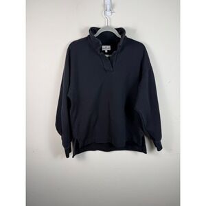 American Giant Mens Black Notch Neck Sweatshirt Pullover Size M Cotton